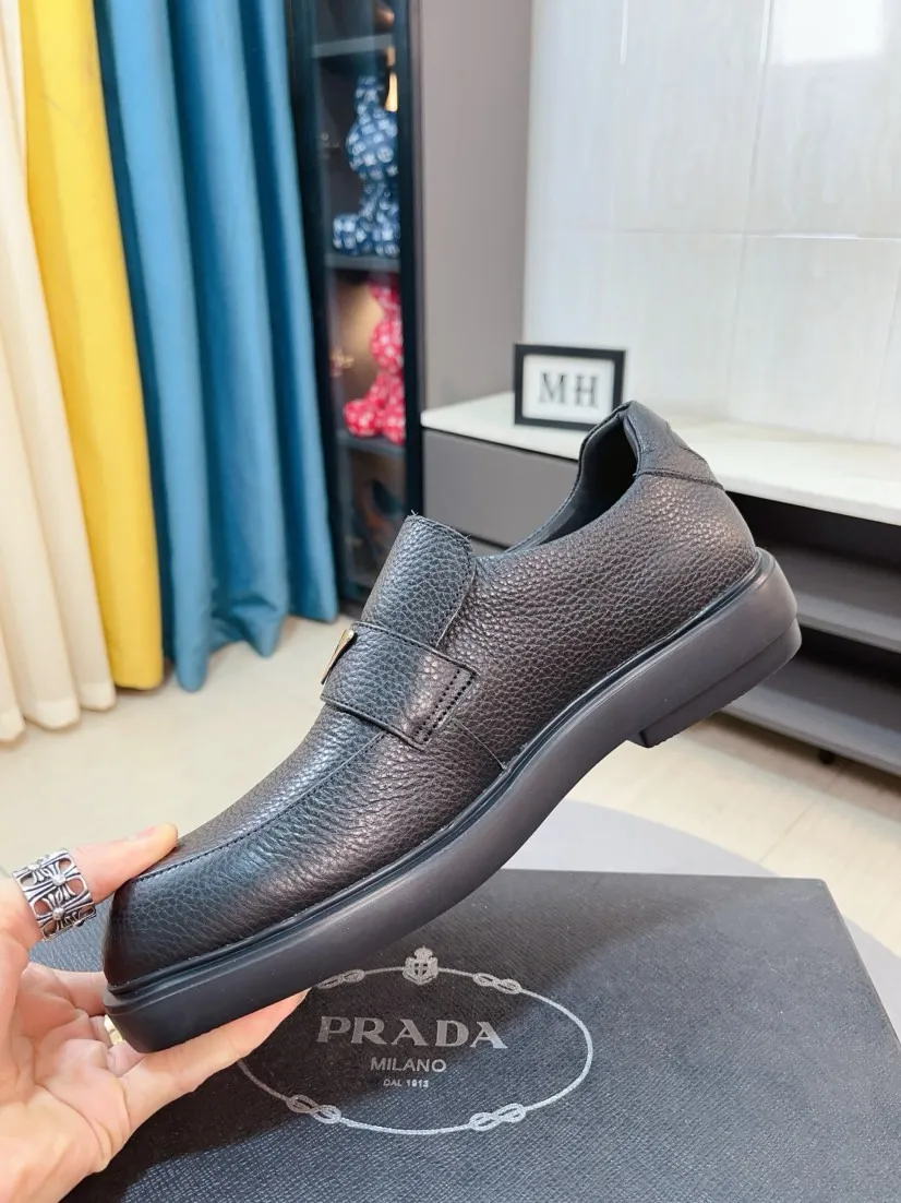 Men's shoes 💰540🌹🌹【PRADA Leather Shoes】Top purchasing agency Original imported Italian custom-made open-edge beaded cowhide leather surface, fully imported water-dyed breathable cowhide lining, original factory special molded sole super comfortable, size: 38-44
